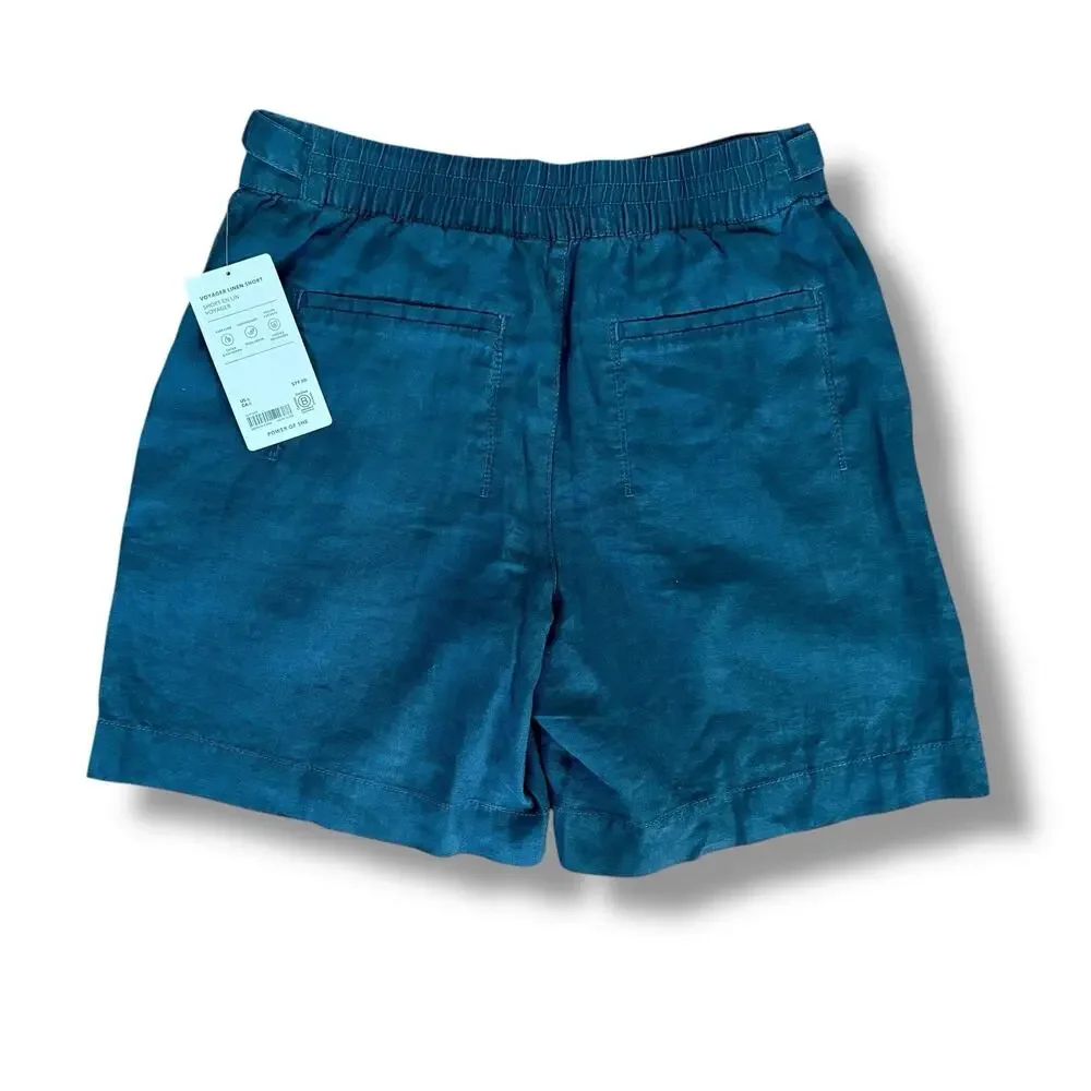 NWT Athleta Size 12 Voyager Short 100% Linen Granite Blue $79 - 586829